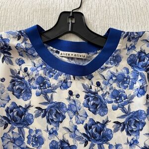 Alice + Olivia Blue Floral Top